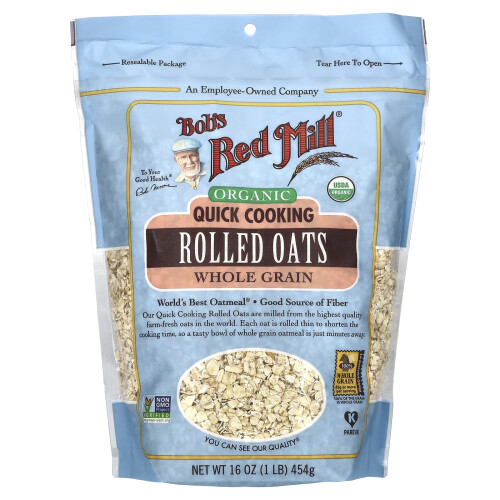 Bob's Red Mill, Οργανική Γρήγορη Κουρδισμένη Ρολόι Οάτς, Πλήρες Γρανο, 16 oz (454 g)