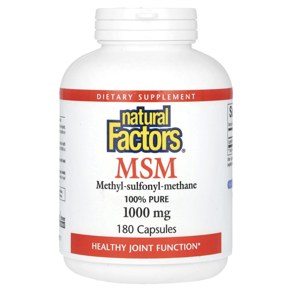 Natural Factors , Msm, Methyl-Sulfonyl-Methane, 1,000 Mg, 180 Capsules