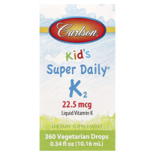 Carlson, Detský, Super Daily K2, 22,5 mcg, 0,34 fl oz (10,16 ml)