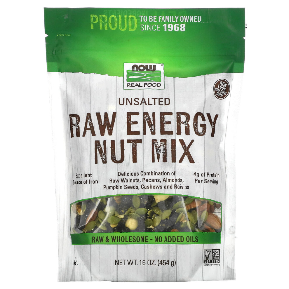 Now Foods , Real Food, Raw Energy Nut Mix, Unsalted, 16 Oz (454 G)