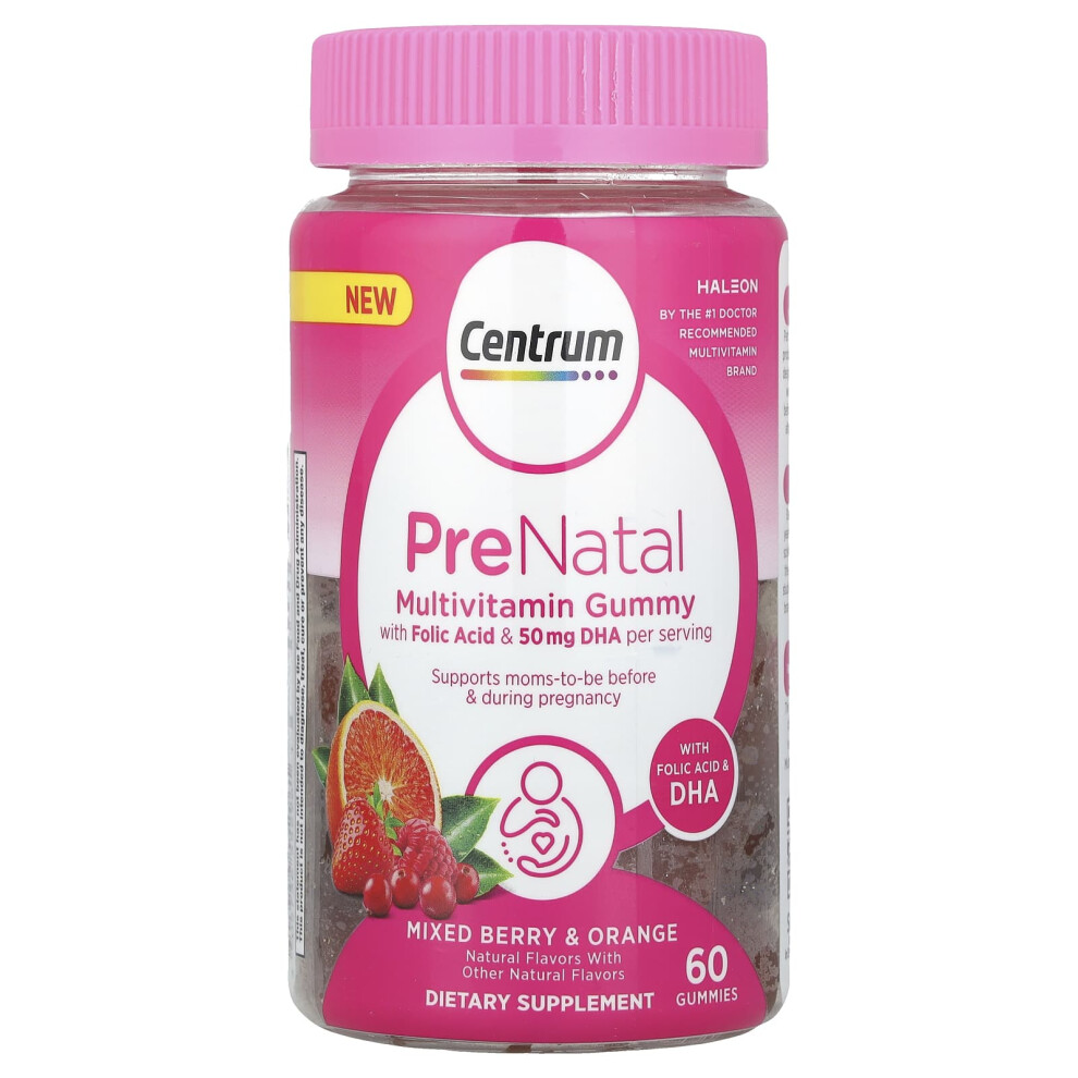 Centrum Orange Prenatal Multivitamin Gummy, Mixed Berry & 60 Gummies