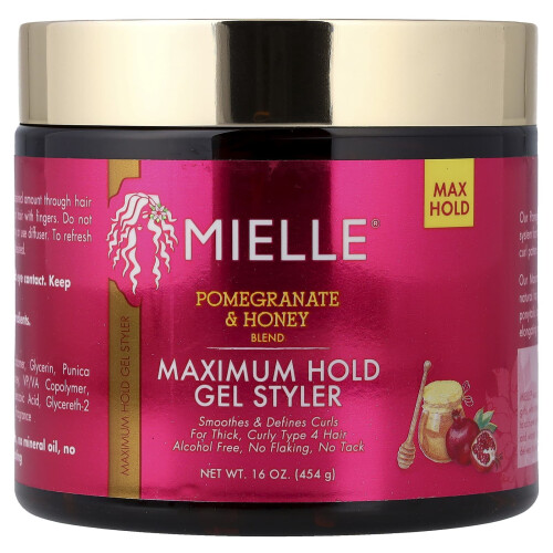 Mielle Μιέλε, Maximum Hold Gel Styler, Για Πυκνά, Κούρτα Μαλλιά, Πορτοκαλί & Μέλι Μίγμα, 16 oz (454 g)