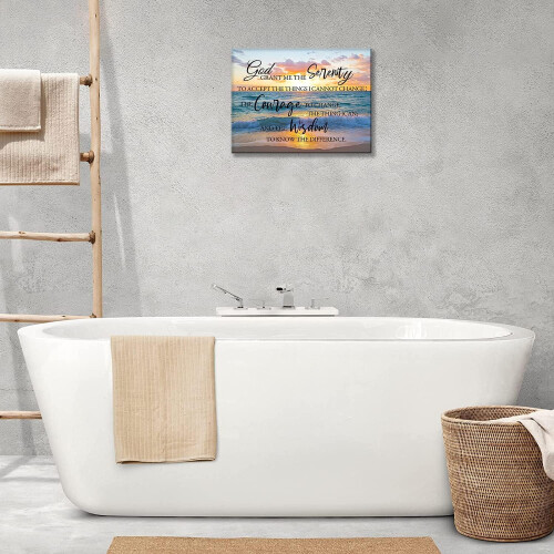Quadro decorativo com versículo bíblico "Serenidade Costeira" (16 polegadas) 1