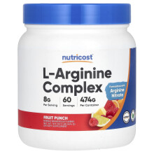 Nutricost, L-Arginine Complex, Fruitpunch, 16,9 oz (474 g)