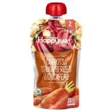 Happy Family Organics, Cibo per Bambini Organico di Happy Family, Cibo per Bambini Organico, 6+ Mesi, Carote, Fragole e Ceci, 4 oz (113 g)