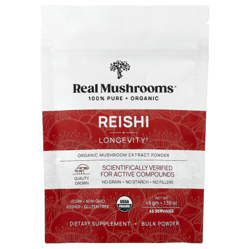 Real Mushrooms, Reishi, Οργανική Μύκητα Εξόλυνσης, 1.59 oz (45 gm)