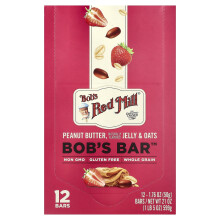 Bob's Red Mill, Bob's Bar, Pão de Amendoim, Geléia e Aveia, 12 Barras, 1.76 oz (50 g) Cada