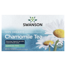 Swanson, 100% Biologische Kamillethee, Koffievrij, 20 Theezakjes, 0.7 oz (20 g)