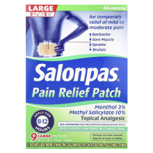 Salonpas, Pijnverlichtingsplak, Groot, 9 Plakken