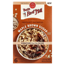 Bob's Red Mill, Instant ovesná kaše, celozrnná, medová hnědá cukrovka, 6 balení, 1,59 oz (45 g) na balení