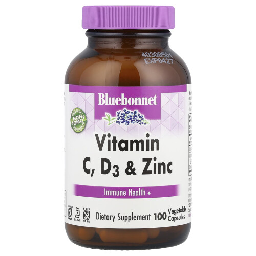 Bluebonnet Nutrition, Βιταμίνη C, D3 & Χαλκός, 100 Φύλλα