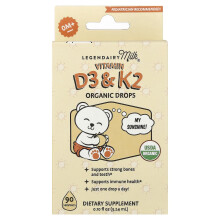 Legendairy Milk, Vitamin D3 & K2 organische Tropfen, 0 + Monate, 0,1 fl oz (3,24 ml)
