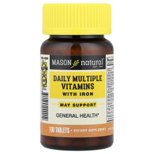 Mason Natural, Dagelijks Meervoudige Vitamines Met IJzer, 100 Tabletten