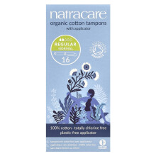 Natracare, Organická Bavlněná Tampony s Aplikátorem, Pravidelné, 16 Tamponů