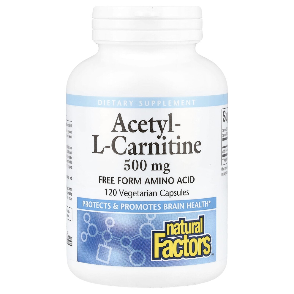 Natural Factors , Acetyl-L-Carnitine, 500 Mg, 120 Vegetarian Capsules