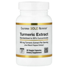 California Gold Nutrition, Turmeric Extract with 95% Curcuminoids, and BioPerine Black Pepper Extract, 60 Veggie Capsules