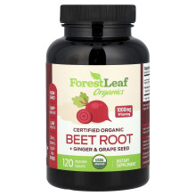 Forest Leaf, Hiteles Szerves Vörös Rizóma + Ginger & Grape Seed, 120 Vegyes Kapszula