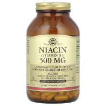 Niacin (Vitamina B3) de Solgar, 500 mg, 250 Cápsulas Vegetales