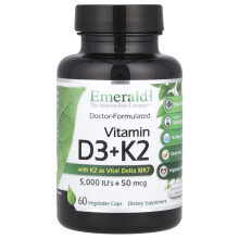 Emerald Laboratories, Vitamin D3 + K2, 60 Zeleninových Kapliček