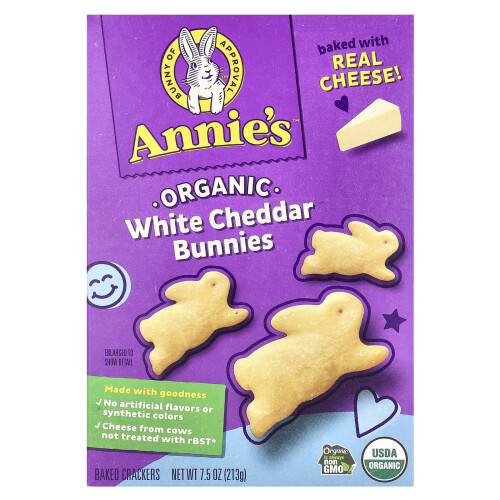 Annie's Homegrown, Οργανική Λευκή Τυρί Cheddar Μπαμπίς, Ψητά Κρακέρ, 7.5 oz (213 g)