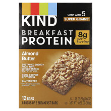 KIND Bars, Ontbijt Eiwit Bars, Amandelboter, 6 Verpakkingen, 1,76 oz (50 g) Elke