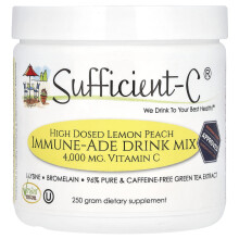 Sufficient C, Korkeaannokas Immune-Ade Drink Mix, Lemon Peach, 250 g