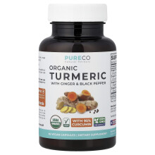 Pure Co., Reines Co., Bio Ingwer mit Kurkuma & Schwarzer Pfeffer, 60 vegane Kapseln
