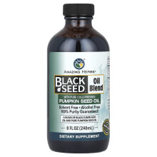 Amazing Herbs, Óleo de Sementes Pretas com Óleo de Sementes de Abóbora Extraído a Frio, 8 fl oz (240 ml)