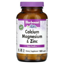 Bluebonnet Nutrition, Calciu, Magneziu și Zinc, Sănătate Osoasă, 180 Caplete