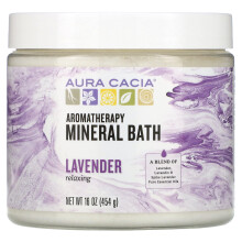Aura Cacia, Banho Mineral de Aromaterapia, Relaxante Lavanda, 16 oz (454 g)