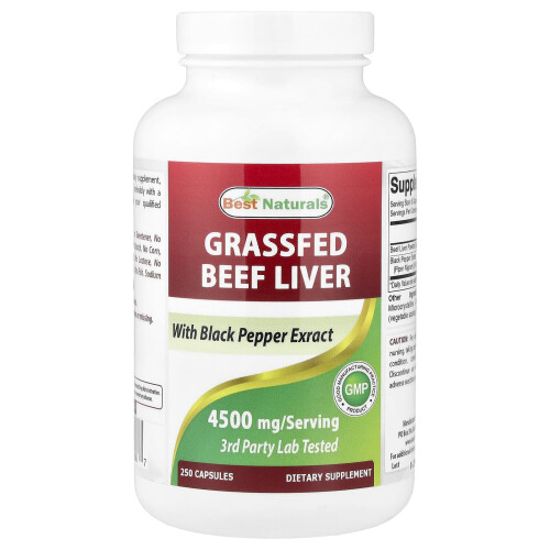 Best Naturals, Grassfed Beef Liver, 250 Φύλλα