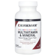 Kirkman Labs, Multivitamin i Mineral w formie tabletek do żucia dla dzieci, Naturalny Mango Peach, 120 Tabletek