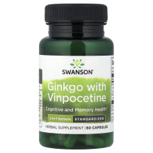 Swanson, Ginkgo met Vinpocetine, Geclassificeerd, 60 Capsules