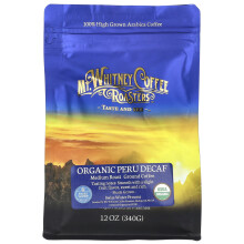Café Orgánico Peruano Decaf de Mt. Whitney Coffee Roasters, Café en Polvo, Tostado Medio, 12 oz (340 g)