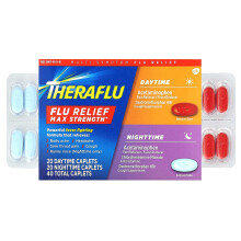 Theraflu, Flu Verlichting Max Sterkte, Dag en Nacht, 40 Caplets