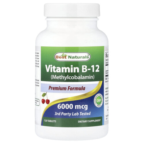 Best Naturals, Vitamiini B-12 (Metyylisyanobalamiini), 6 000 mcg, 120 Tabletteja