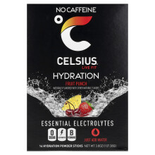 Celsius, Live Fit, Idratazione, Elettroliti Essenziali, Senza Caffè, Fruit Punch, 14 Sticchi di Polvere di Idratazione, 0.27 oz (7.76 g) Ogni Uno