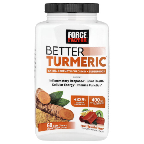 Force Factor, Better Turmeric, Extra Sterke Curcumin, Fruit Splash, 60 Soft Chews