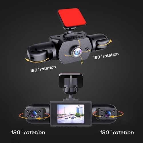 Dash Cam4 καναλιών 1080P HD με υπέρυθρη νυχτερινή όραση, μαύρο 1