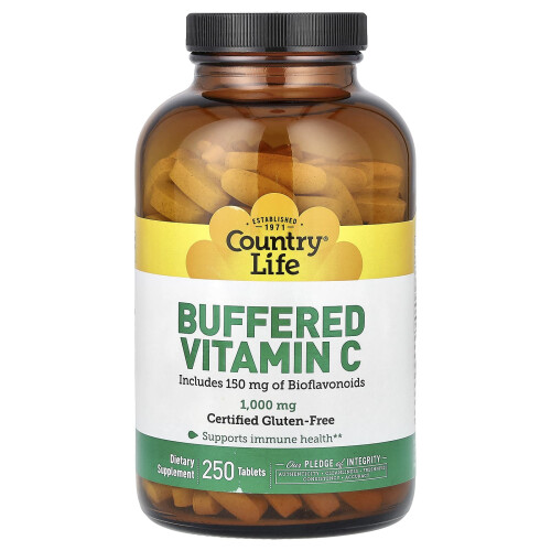 Country Life, Buffered Vitamiini C, 1 000 mg, 250 Tablettaa