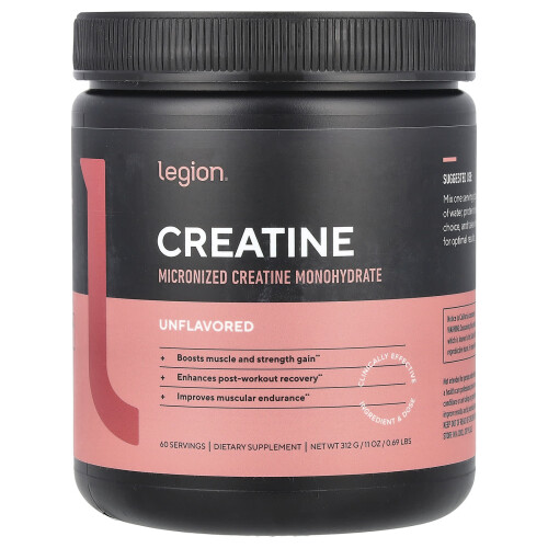 Legion Athletics, Creatine, Micronized Creatine Monohydrate, Unflavored, 0,69 lbs (312 g)