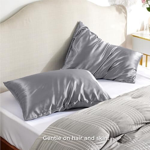 Față de pernă din satin cu fermoar, pachet de 2, King, 20x36in 2