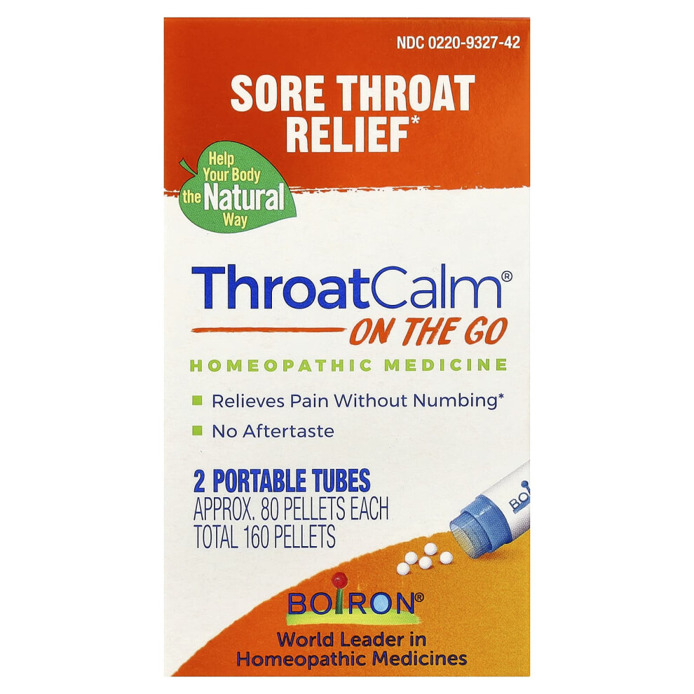Boiron , Throatcalm On The Go, 2 Portables Tubes, 80 Pellets Each