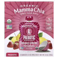 Mamma Chia Ökógi Chia Prebiotikus Nyomás Só, Strawberry Lemonade, 4 Pack, 3,5 oz (99 g) Mindegyik