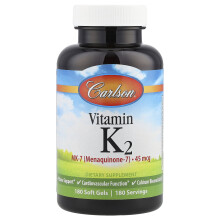 Carlson, Vitamin K2 MK-7, 45 mcg, 180 Soft Gel