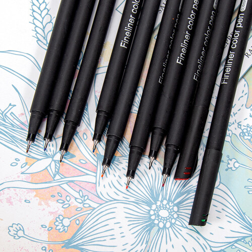 12-Farben-Fineliner-Stifte mit 0,4-mm-Spitze – Set 1