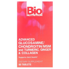 Bio Nutrition, Geavanceerd Glucosamine/Chondroitin/MSM en Turmeric, Ginger & Collagen, 90 Tabletten
