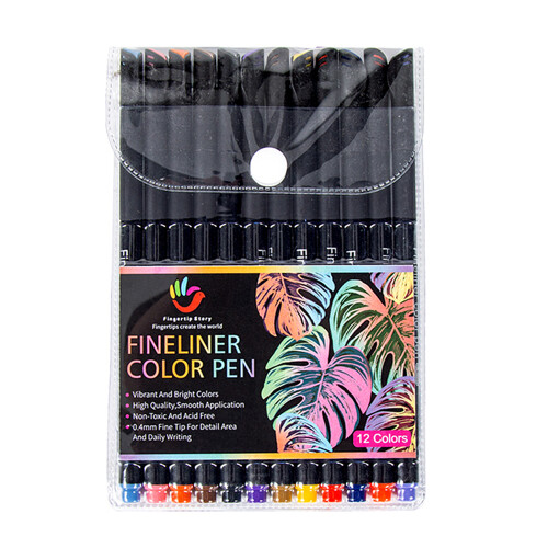 12-Farben-Fineliner-Stifte mit 0,4-mm-Spitze – Set 2