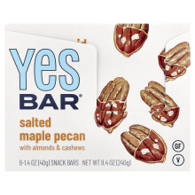 Yes Bar, Snack Bar, Salted Maple Pecan, 6 Barov, 1,4 oz (40 g) Každý