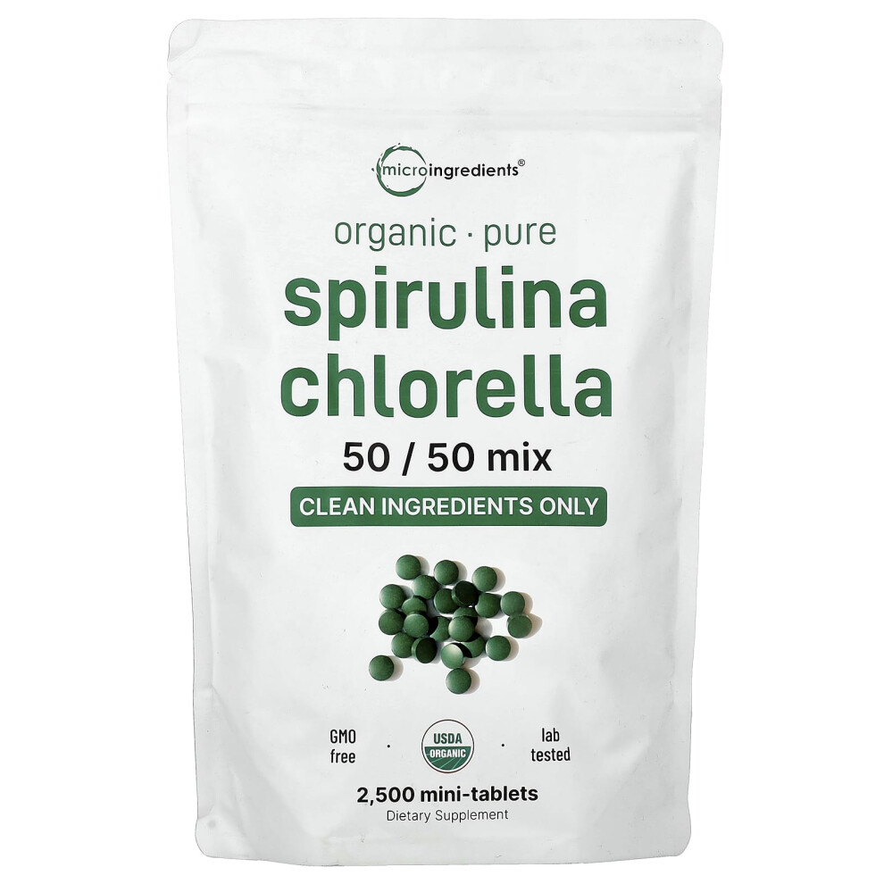 Micro Ingredients , Organic Spirulina Chlorella, 2,500 Mini Tablets